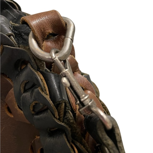 Vintage PATRICIA NASH Brown and Black Chain Link Woven Leather Handbag - Picture 5 of 16